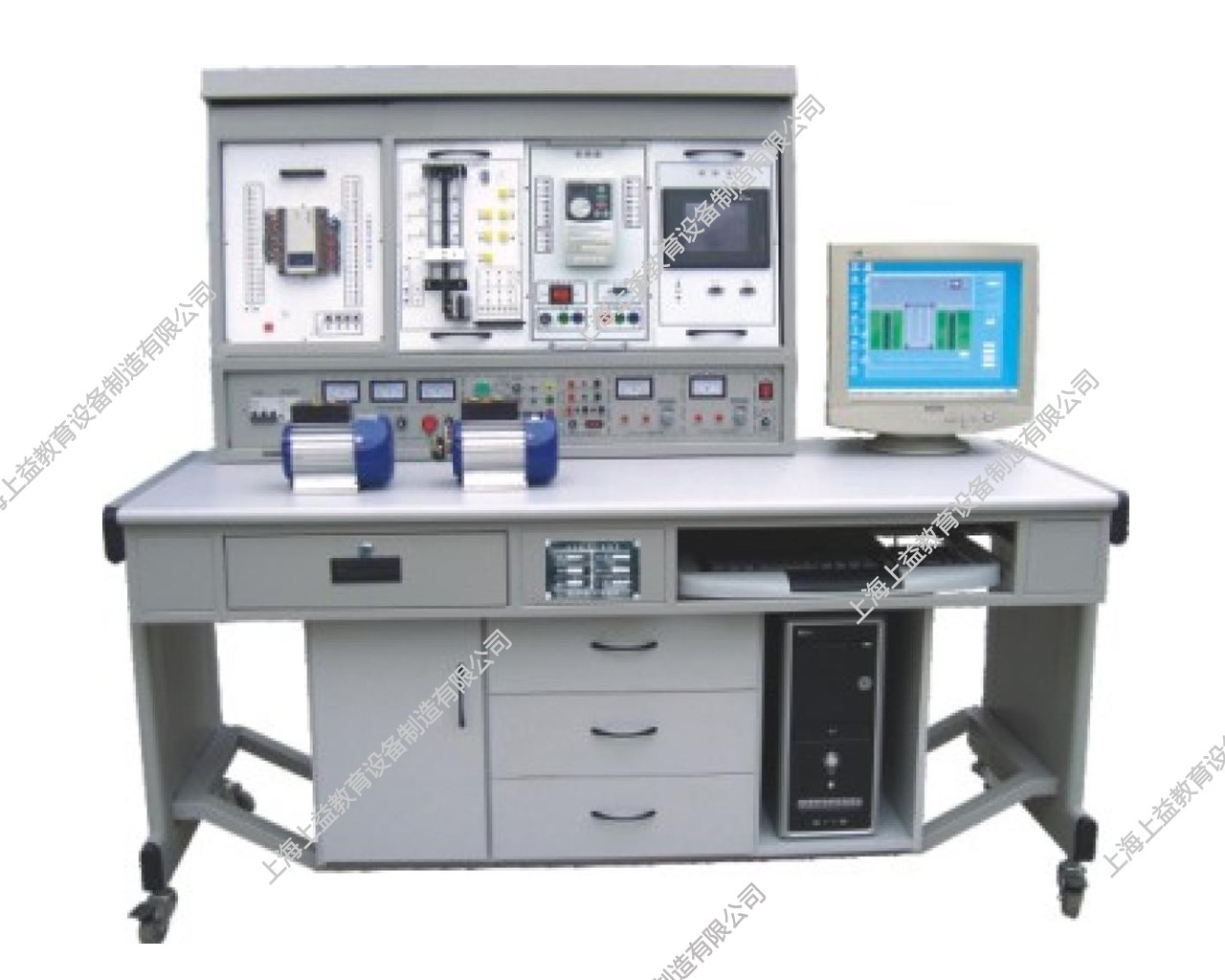 SYPLC-104C網(wǎng)絡(luò)型PLC可編程控制器/變頻調(diào)速/電氣控制及微機(jī)接口綜合實(shí)驗(yàn)裝置（PLC、變頻器、觸摸屏、電氣控制、微機(jī)接口）